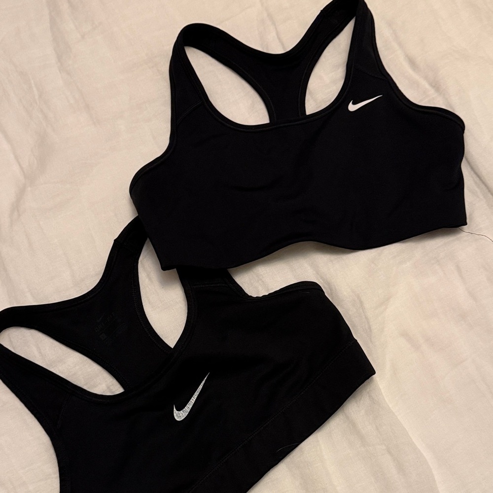 Nike Women's Black Sports Bra with White Logo